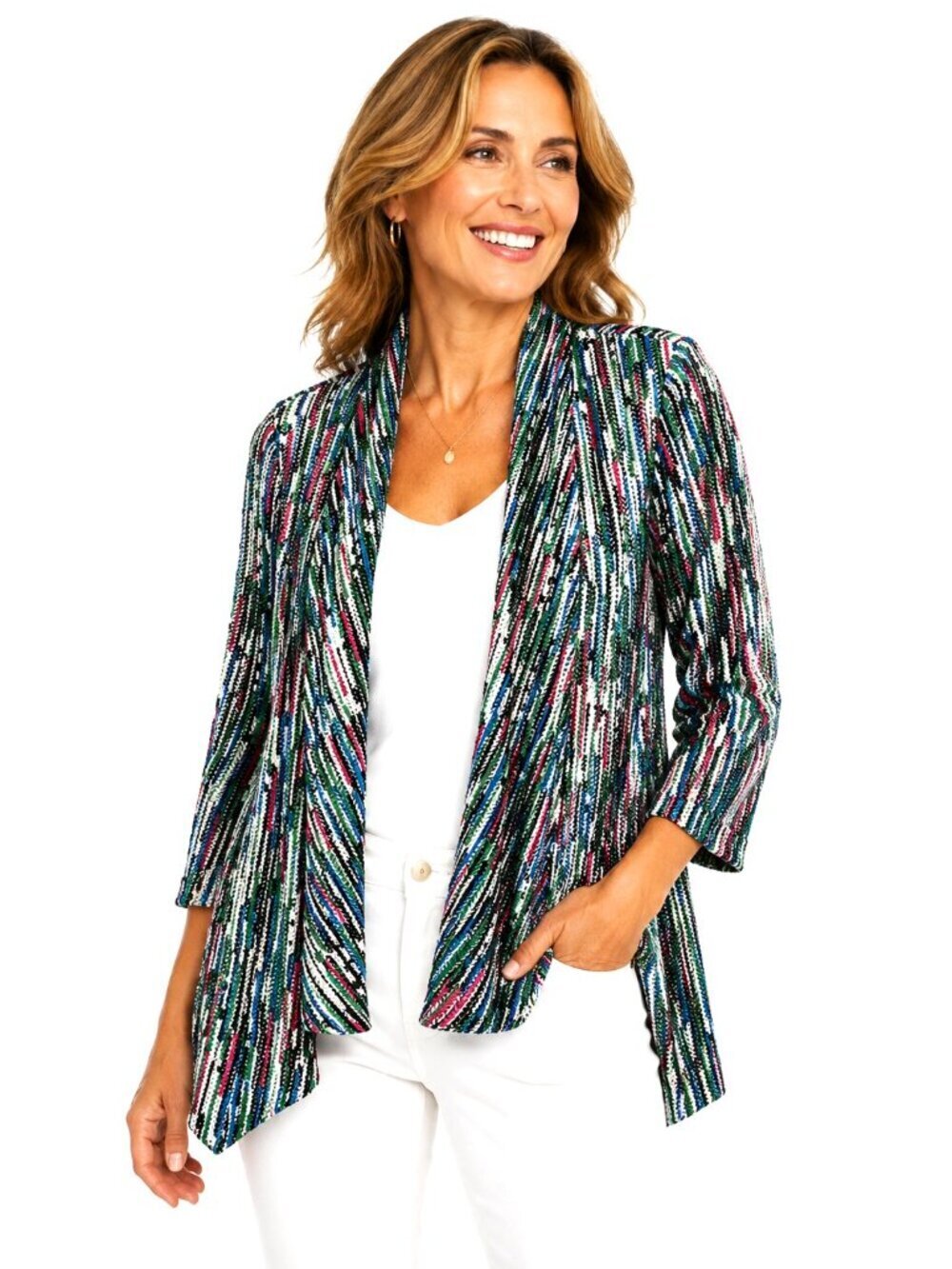 Alberto Makali Multicolor Open Weave Swing Jacket